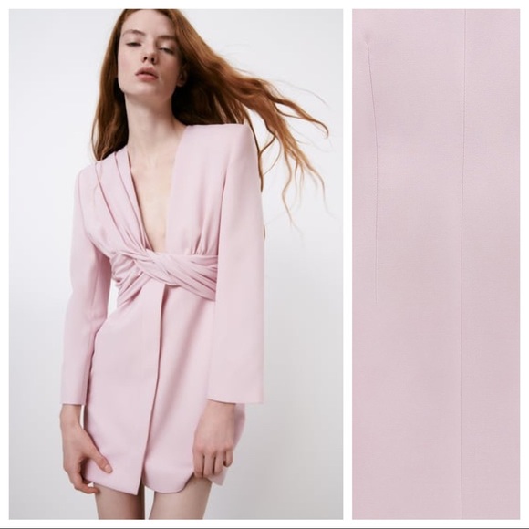 NWT. Zara Pink Draped Blazer Mini Dress Size L. - Picture 5 of 12